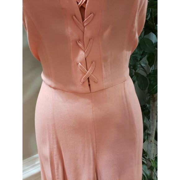 A Loves A Womens Pink Backless Ruched Wide Strap Lace Up V Neck Jumpsuit Size XS - Picture 3 of 16